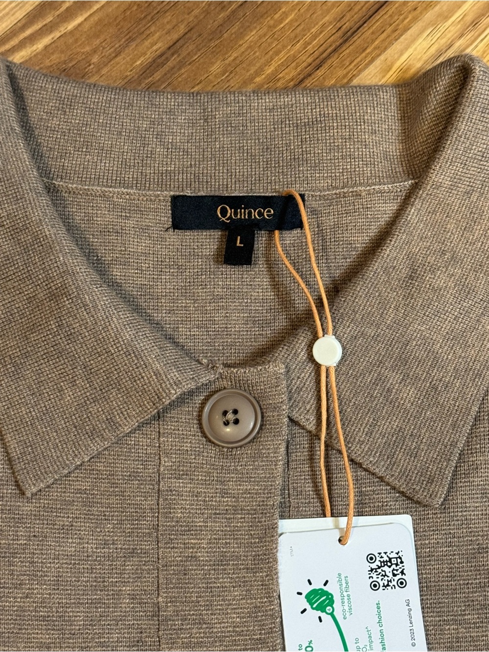 Quince Women’s Eco-Knit Milano Stitch Oversized Shirt Jacket, Warm Taupe, Size L - Picture 4 of 10